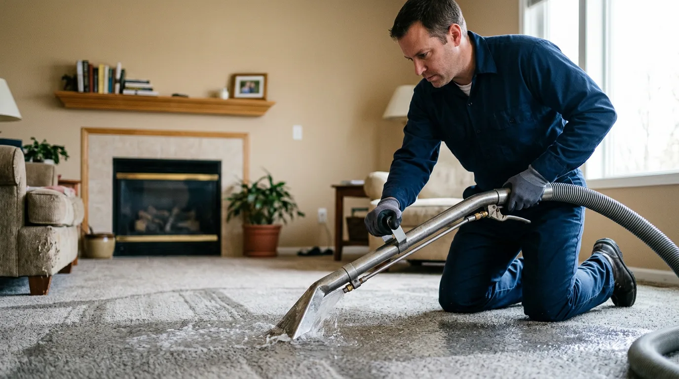 Water damage restoration technician working near Wendover, KY